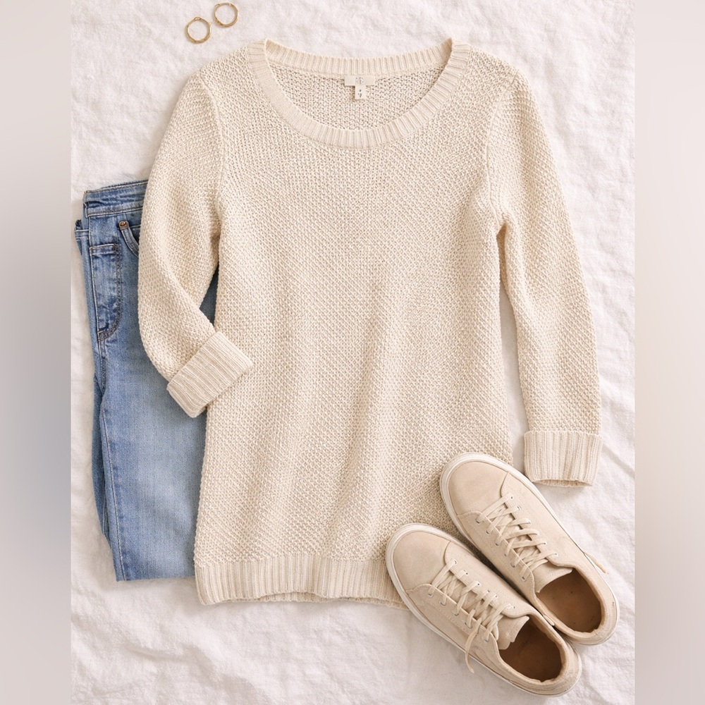 BP Cream Knit Sweater Long Sleeve Textured Cozy Lightweight Size Small